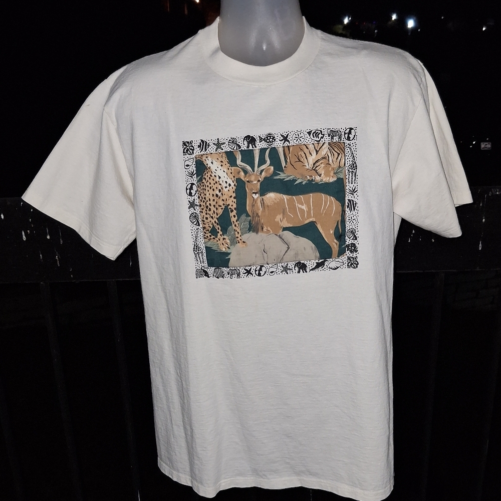 Vintage Single Stitch African Animals T Shirt Size 7